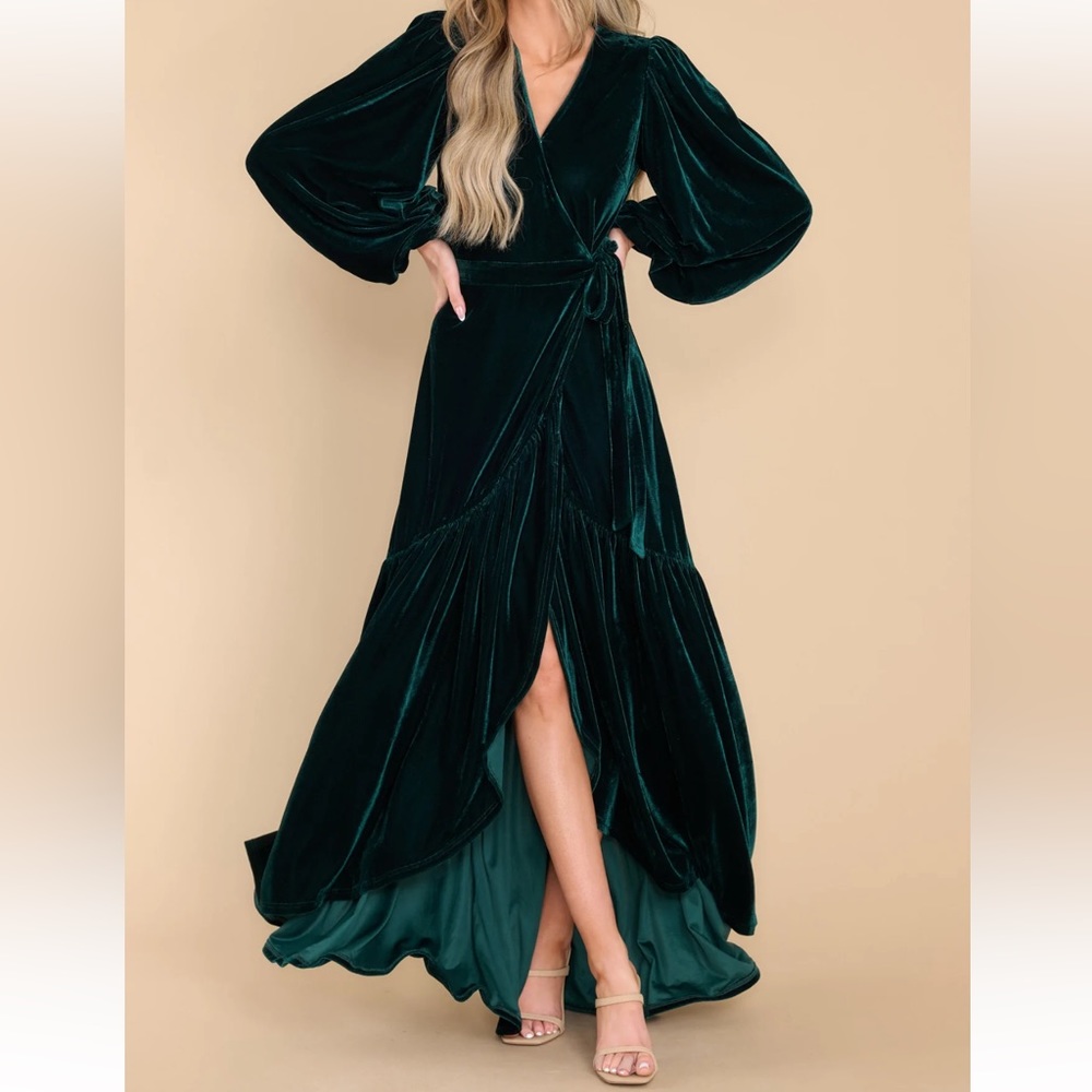 An Absolute Treasure Dark Emerald Velvet Maxi